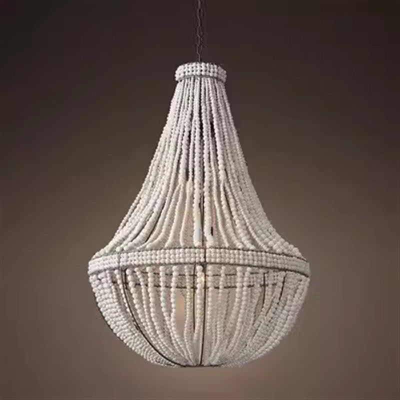 样板间软装木珠灯罩餐厅吧台复古简约吊灯创意O美式loft卧室主灯,家装灯饰光源,酒店/宴会厅/餐饮吊灯,淘宝优惠券,粉丝福利购,淘宝优惠卷