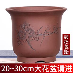 宜兴紫砂花盆兰花盆大口径君子兰花盆陶瓷兰花花盆陶土紫砂道