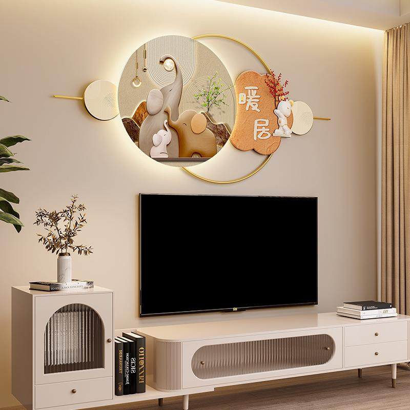 新款电视机墙异形装饰画影视墙餐桌壁画石来运转砂岩背景墙挂画