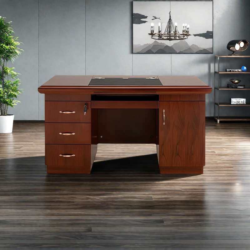 办公电脑桌中式职员工作书桌油漆贴木皮办公桌单人带锁抽屉办公台,商业/办公家具,办公电脑桌,淘宝优惠券,粉丝福利购,淘宝优惠卷