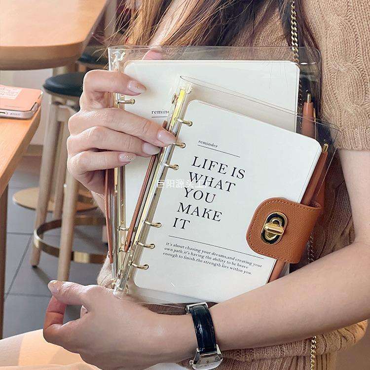 a7活页本a5笔记本本子ins风高颜值透明a6手帐本手账本工作记事本