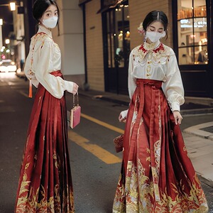 汉服出租马面裙租赁新中式伴娘服罗袖动香原创云肩敬酒订婚新娘服