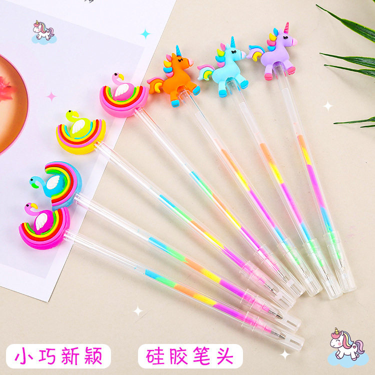 创意文具独角兽高光粉彩笔 学生中性笔