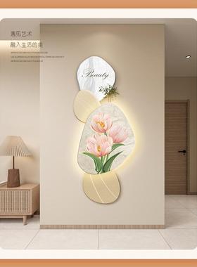 饰入户玄关装画LE氛D围灯画奶油风走墙QOF廊过道面壁画客厅背景挂