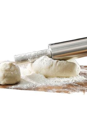 饺子皮擀杖锈钢家不用不粘擀面棍面赶棒滚轴走锤杆皮面压AL101769