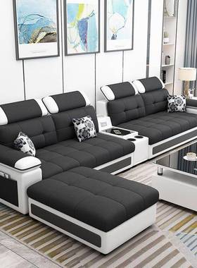 布DLG艺发小客户型厅发组合可拆洗出租房套装简约沙现代皮配沙布