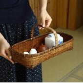 竹编提子家复用面包蔬菜水果竹篮小竹筐子手工精编VOD篮篮老式 手