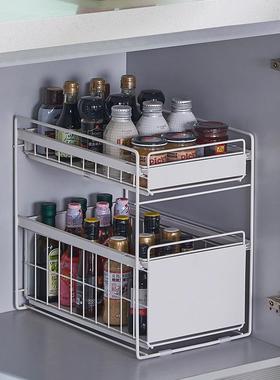 免安装厨水房下槽置物架橱柜层抽双KMK式收纳拉架分层储物架省空