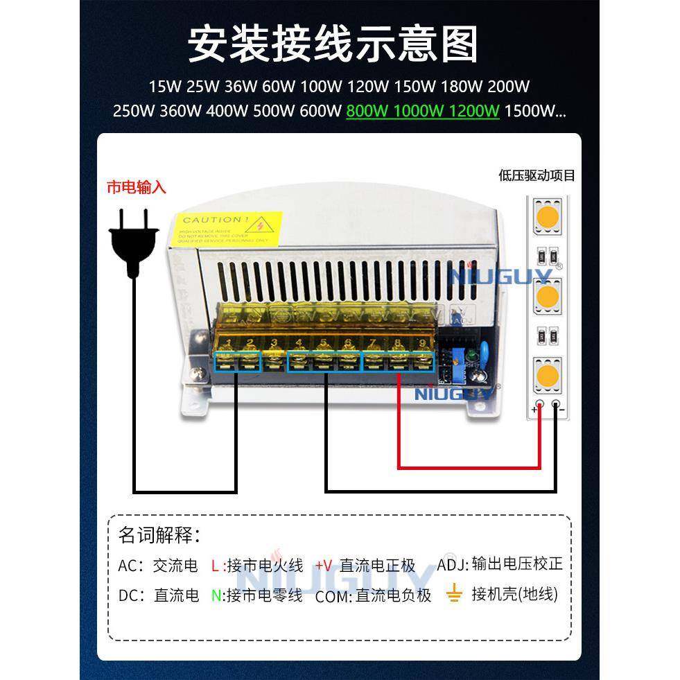 12V1000W开大关电源1000W-1224V流40A功率83Aled驱动设备24V1000,五金/工具,开关电源,淘宝优惠券,粉丝福利购,淘宝优惠卷