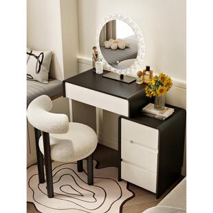 2现714025新款 小户型实木梳妆轻台卧室奶油风代简化约奢妆桌斗柜