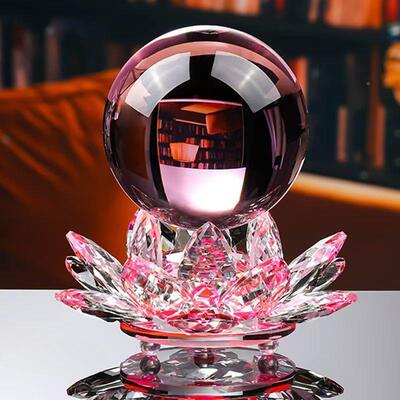 莲花莲灯座水晶摆件家装LSR饰品可转动客居厅电球视宝柜玄关酒柜