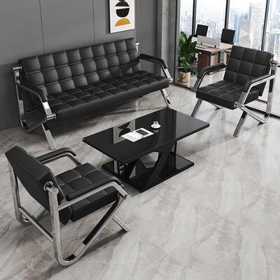 新款现代简室约茶商VEH务沙发办公室沙发几组合会沙发接议待三人