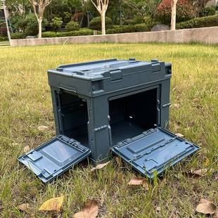 28L折侧开塑料折叠箱翻盖叠塑箱PP新料两侧开门门胶XIH书本塑料箱