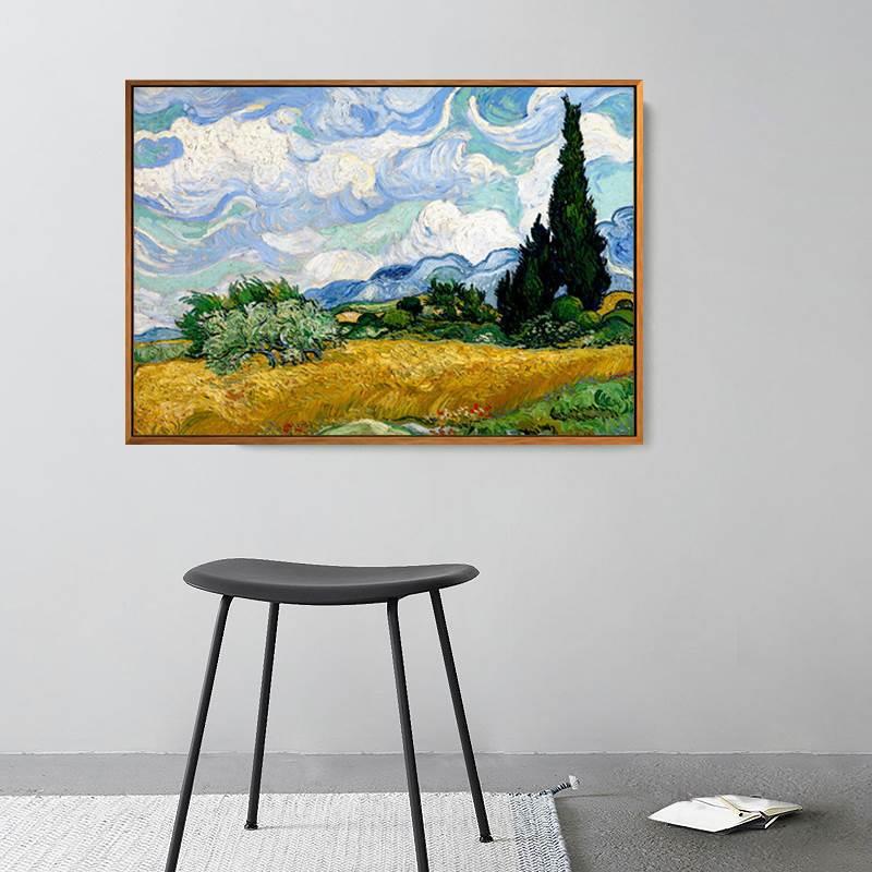 《麦与柏DY672987树》梵有高油画客厅野装饰画框田卧室著作田欧式图片