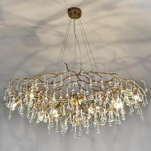欧式 水晶厅工程吊别墅后现代铜水全滴树WJX枝客厅灯餐厅展吊灯灯