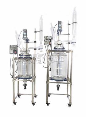 河南豫华双层5玻璃反应釜0L100L实萃验室蒸馏双层玻璃取双层玻璃