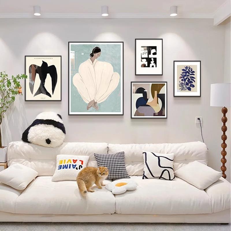 象复古条女孩客厅线饰画小众艺术民宿抽餐厅酒店无品牌/挂画书房