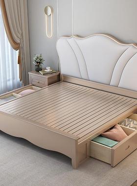 美式轻奢实木现代简床约.皮床主1.8卧米双人床15ULF米奢华软靠公