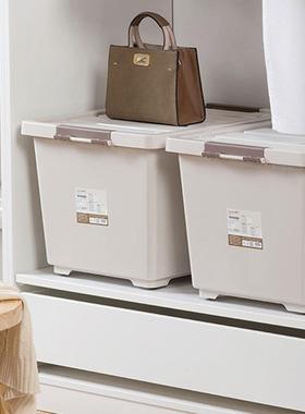 荣纳收纳理箱室卧大中小号有盖带滚轮152006-1可储叠加塑料物箱整