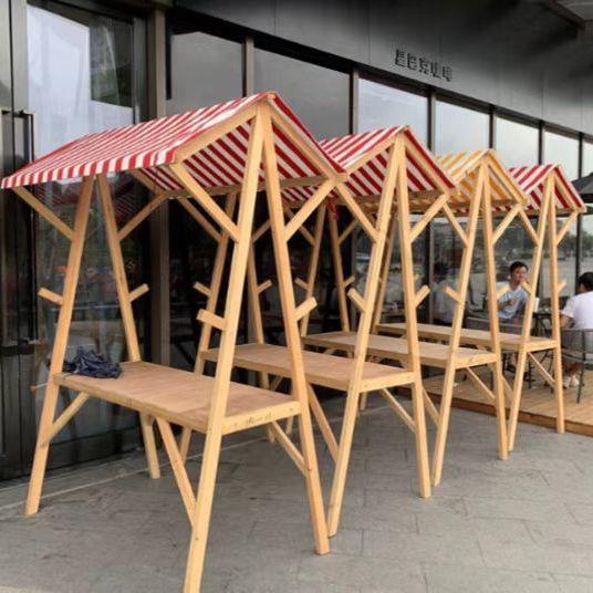 户外集市移动可叠摊位摆摊架实木布艺架展示架销促棚货KDS架展柜