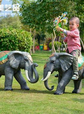 玻钢仿真动物DX0001塑一对泰国招财象摆件户璃外园林雕景大观装饰