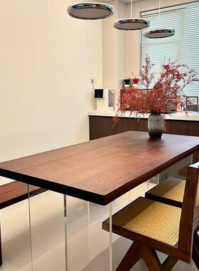 北黑胡桃木大板原形木美整板茶桌985悬浮餐桌面吧台板圆实板木板