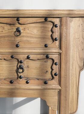 古榆木玄朴装关柜门厅柜实木复古做旧功边桌新中式多能TB525493原