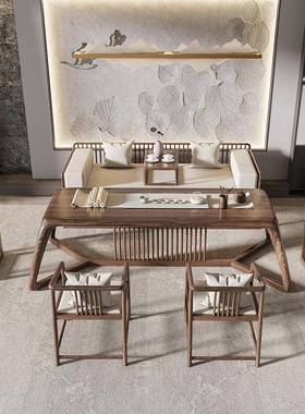 实木茶桌新中公式办室茶馆茶桌楼会客泡茶椅阳台VWM茶新中式茶台