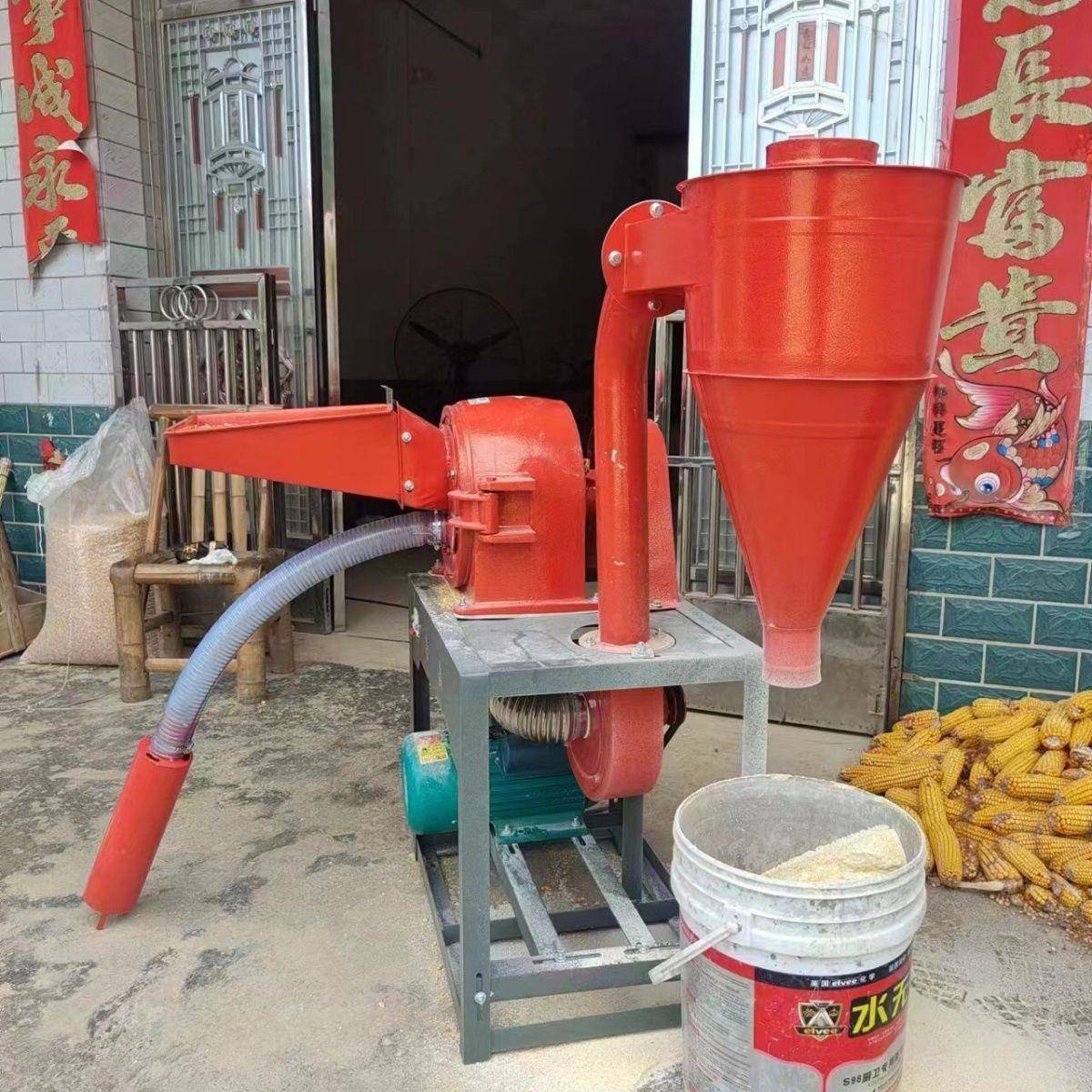 吸式玉米粉碎机自家用无尘打粉机全YY-21动粮自食磨粉机