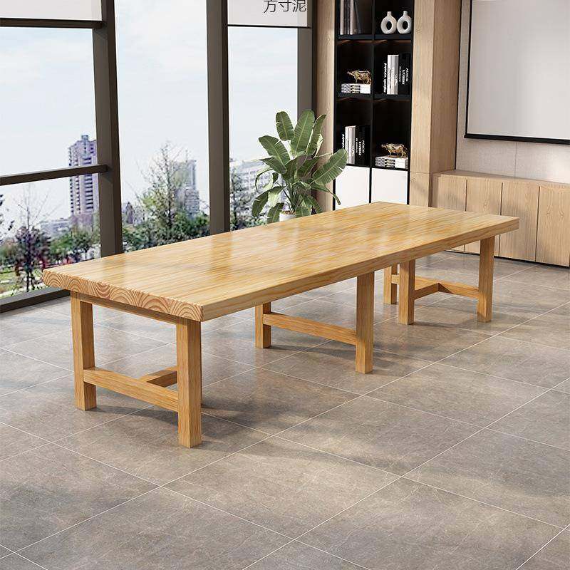 木实会议桌简约现作无品牌/代板桌大型洽谈大板办桌长条桌工台实