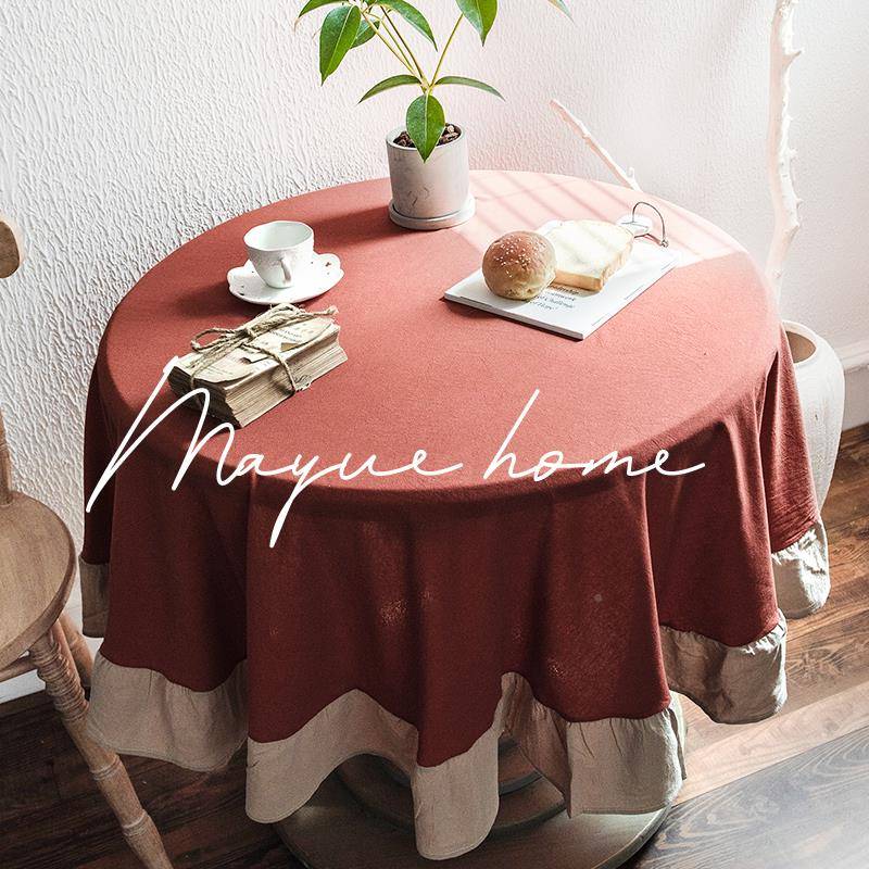 蔓越家餐法式复古圆桌布感桌布室床F765H586头柜茶几纯色甜卧品台