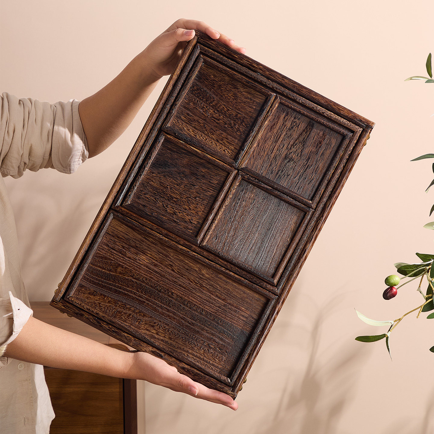 中式实木托盘复古茶盘木质茶点盘精致下午茶餐具盘子干水果糕点碟,餐饮具,茶盘,淘宝优惠券,粉丝福利购,淘宝优惠卷