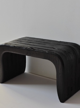 中古风矮凳黑色极简坐凳卧室梳妆凳子家居多功能置物台入户换鞋凳