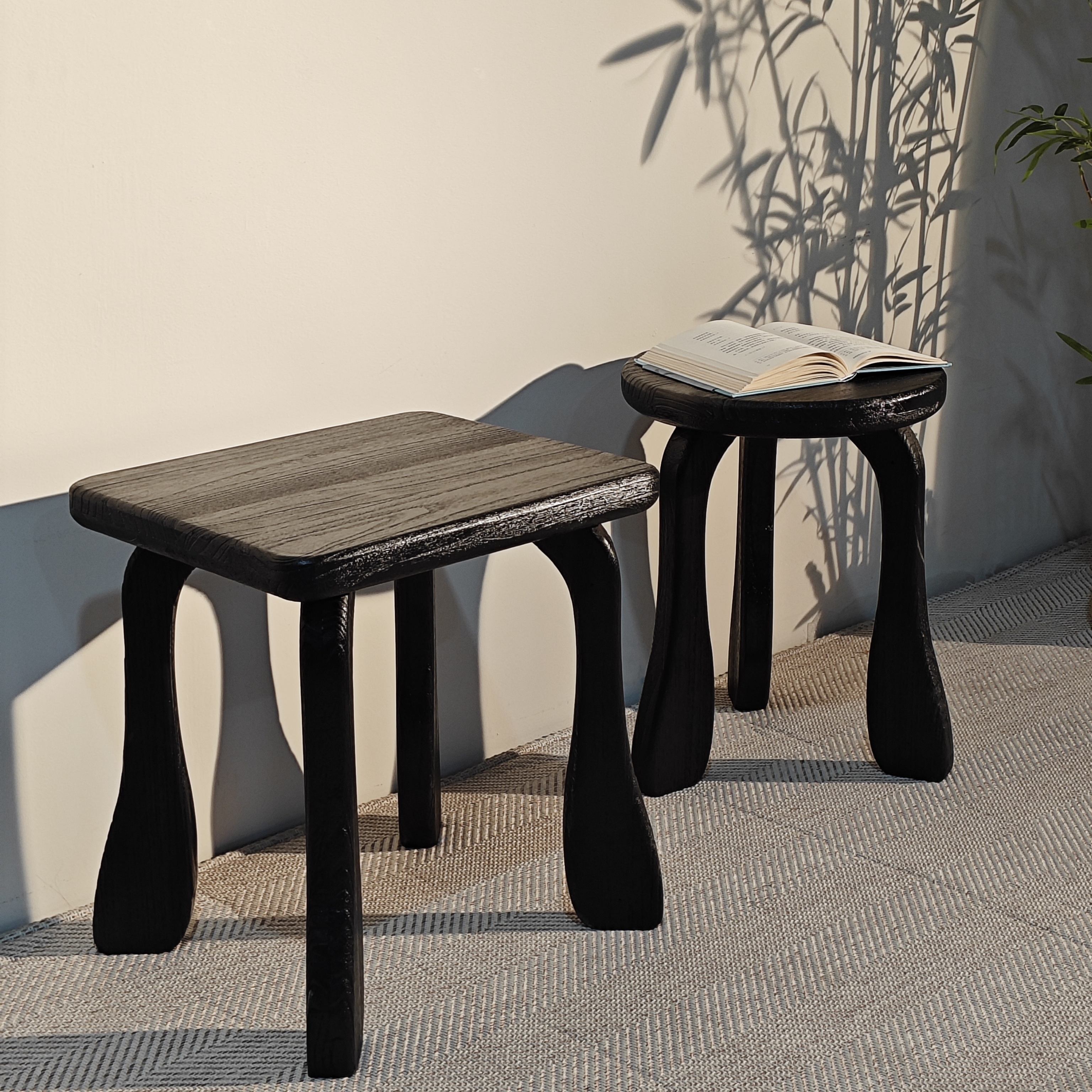 实木梳妆凳子中古风轻奢化妆凳