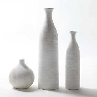 细长陶瓷花瓶小直径哑摆件格子装 软拉丝瓶光 饰客厅配套现代简约装