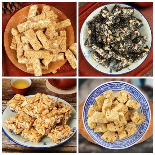 潮汕传统小吃茶点潮州龙湖特产白芝麻黑芝麻条花生酥豆方姜汁软糖