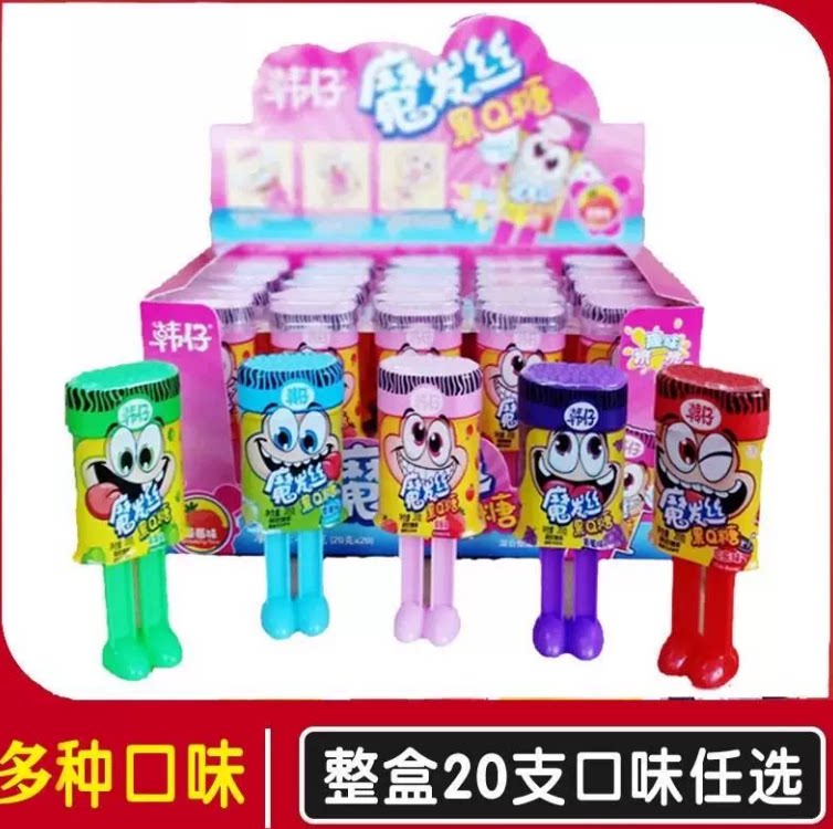 魔发丝果Q海绵头发丝拉丝推推软糖韩仔魔法丝师糖果网红零食儿童