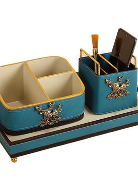 清X2021仓厅创意轻奢头遥控收纳盒鹿摆件客家居茶几纸巾盒托盘