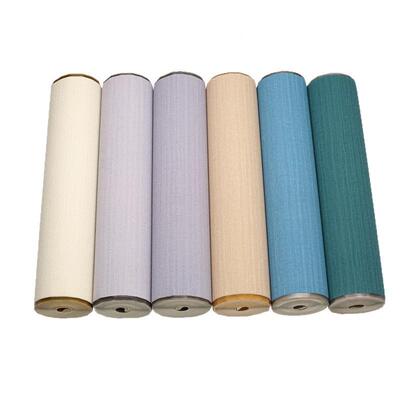 205新款现代简约客厅影视墙鹿皮绒壁63453床纸宽条纹头景墙2背墙