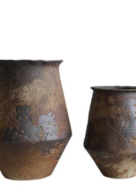 景罐德镇陶瓷宿花OXB瓶复古怀旧手工酒店民诧风寂插花禅意摆件粗