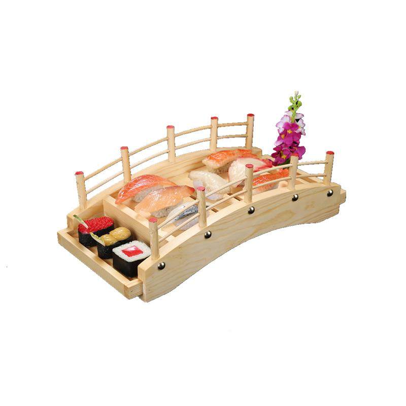 白木底寿司桥刺身寿司子创餐具日式盘料gbs理刺身拼弯盘木制拱意