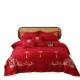 婚庆纯棉绒100支长棉件四套大CGL22 Ys红色刺棉绣被套全1.8m结婚