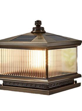 全铜别阳能柱灯头灯墅户外庭院围墙门太MS-T-01柱大门柱子灯接电