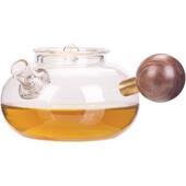 侧把玻璃煮茶壶壶耐高温加厚过滤泡茶胡桃木茶器装 套BLCH055烧温