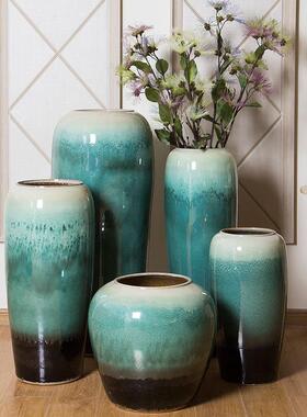 陶瓷艺品景德镇陶瓷店罐大落地花瓶酒家居工饰品窑变瓶摆件厂YHP