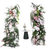 粉色牛角拱排婚礼背景舞台布置装 仿真门花摆件218假花外贸背花景