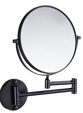 太空铝黑色缩金镜色伸镜浴镜室化妆折叠美容子壁挂双面镜卫生间