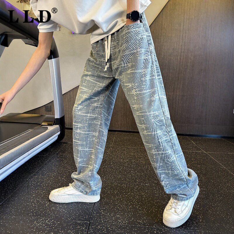 高端直筒牛仔裤男士夏季2026新款薄款潮牌休闲运动裤男款弯刀长裤