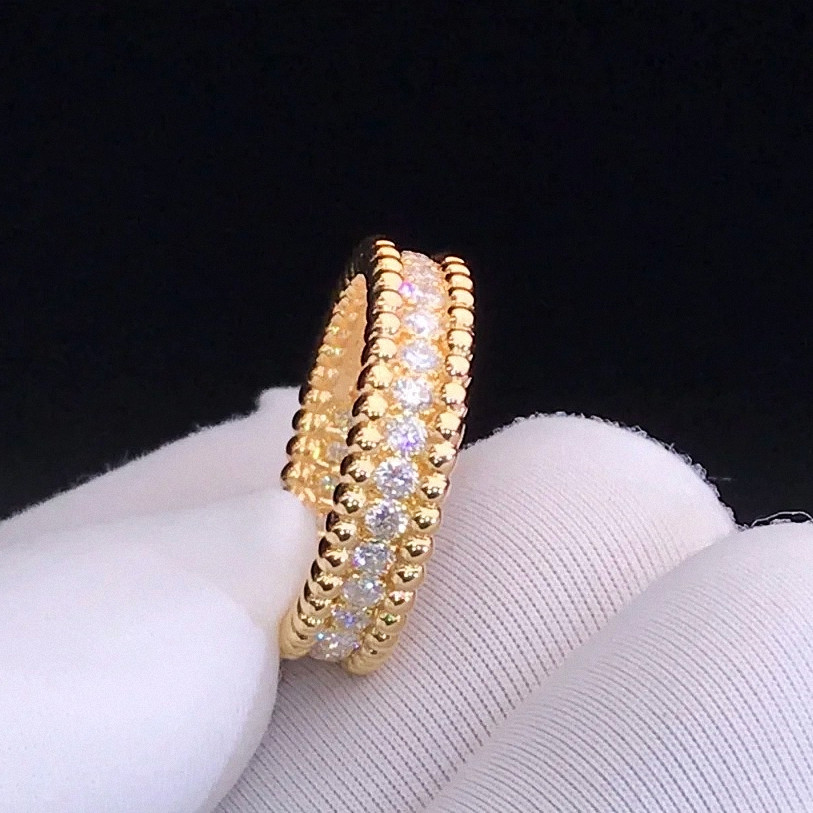 排钻戒指女纯银白金玫瑰金镶钻圆珠转运珠指环时尚叠戴高级简约潮