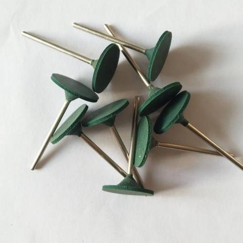 牙科专用抛光轮带柄绿胶轮胶片脚轮交轮硅胶轮带柄车轮带棒绿色